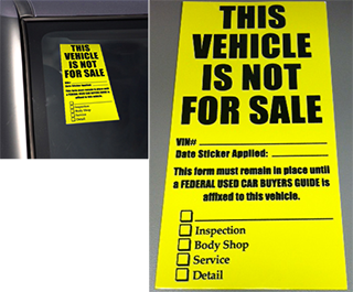 Vehicle Is Not For Sale Stickers {EZ605}